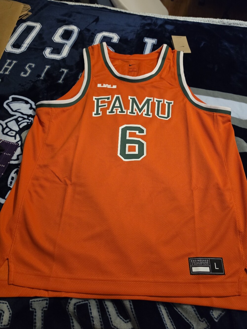 Nike FAMU #6 Orange Basketball Jersey - Men's Large Lebron James